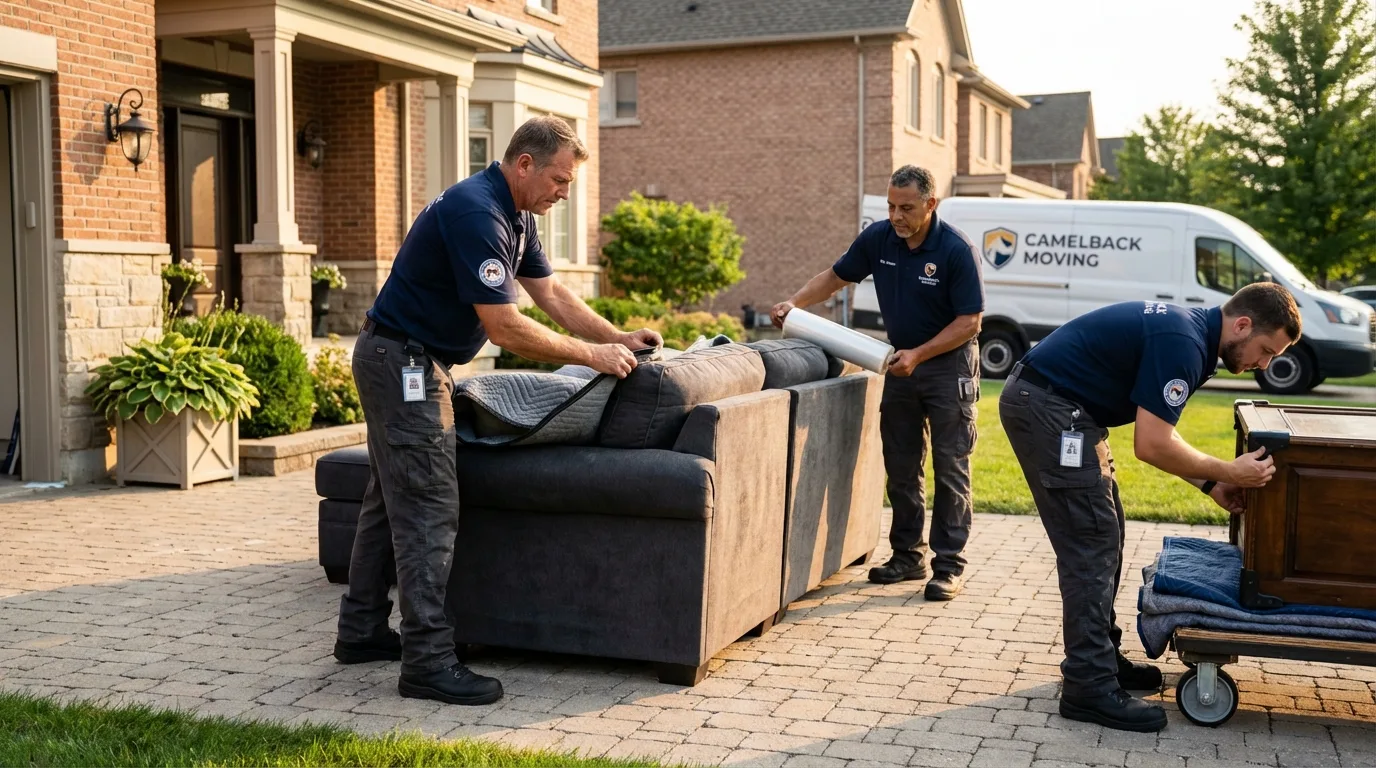 Large estate moving crew wrapping furniture in Fultondale, AL