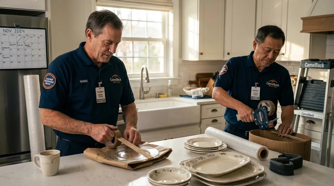 Professional crew packing kitchen dishware in Fultondale, AL